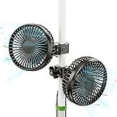 Pidemeo Grow Tent Fan 2-Pack, 5 Inch Clip On Plant Fan,Non-Oscillating | Heavy Duty Screw-Lock Clamp,for Small Greenhouse,IP54 Waterproof, 3 Speeds, 8FT Cord