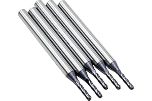 LU&MN 4-Flute End Mills, Carbide BallNose Mill Bits Sets for Stainless Steel, Hardened Steel, Alloy & More, 1/16" in, 5Pieces