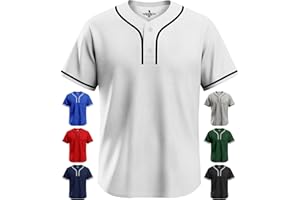 Exxact Sports Blank Baseball Jersey, Unisex Classic Two Button Softball Jersey for Men & Women, Comfortable for All-Day Wear