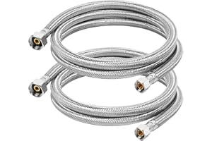 JUWO 60" Faucet Supply Line, 3/8" Comp x 1/2" FIP Stainless Steel Kitchen Faucet Hose Connector, For Large Residence or Outdoor Use with Extra Long Distance (2-Pack)