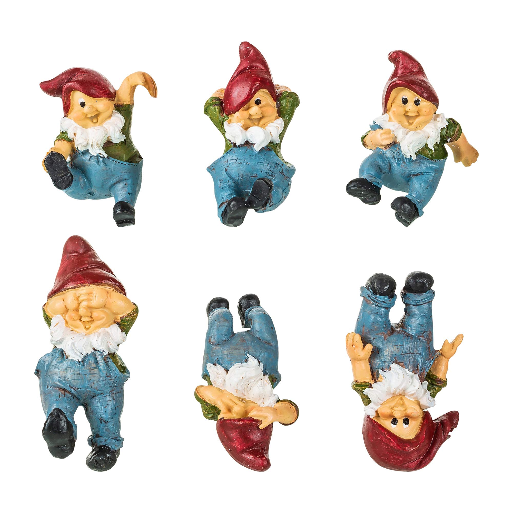 HomDSim 6Pack 3inch Flowerpot Landscaping Gnome Elves Home Decorating Idyllic Garden Garden Decoration Pendant Funny Lawn Gnome Statue, Christmas Gnome Pot Decorations