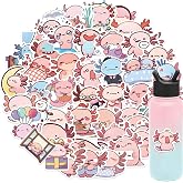50PCS Axolotl Stickers, Cute salamandrid Decorative Stickers for Parties, Suitable for Children, Teens, and Adults, Ideal for Water Bottles, Laptops, and Cups (Axolotl)