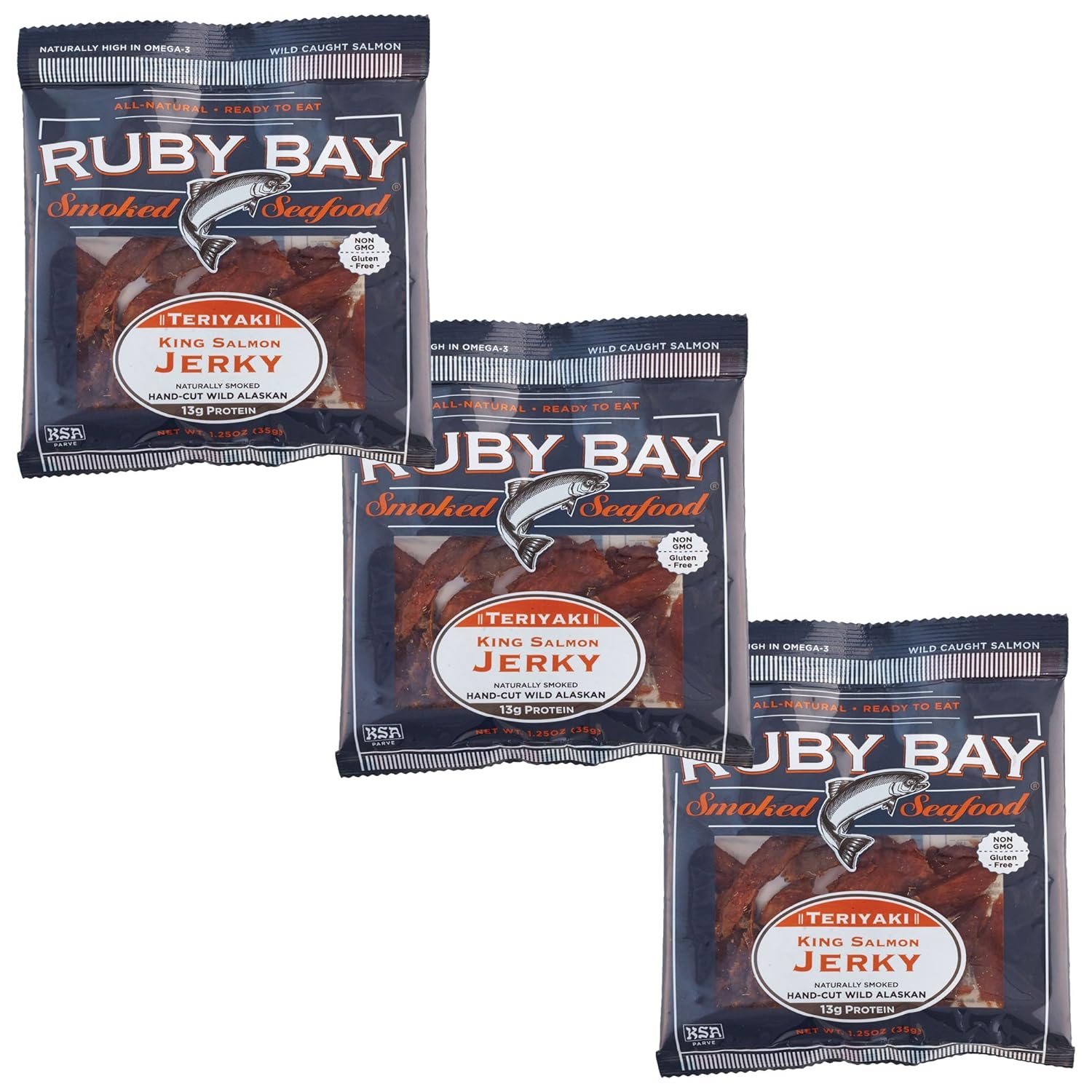 Ruby Bay Wild Salmon Teriyaki Jerky 3 Pack Gluten Free