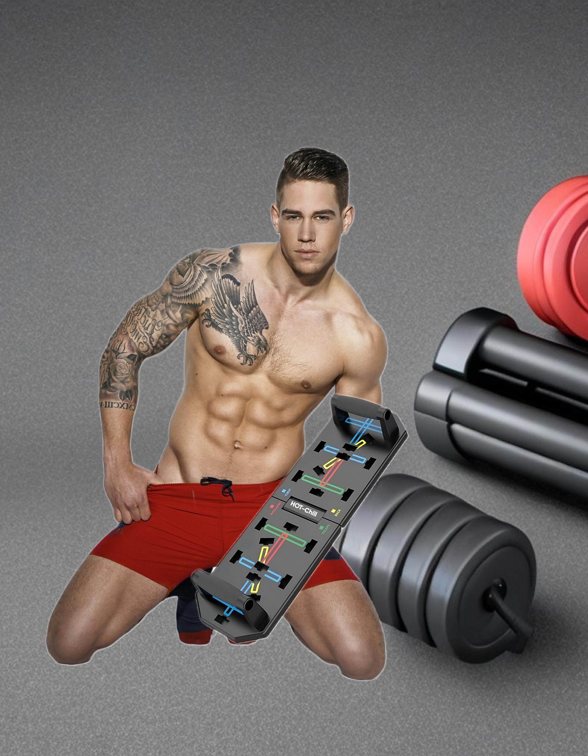 Home Gym Strength Training Foldable Push-Up Board - Color-Coded Home Workout Equipment For Chest & Arm Training Planche De Musculation
