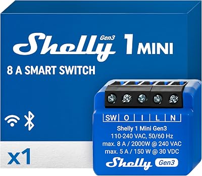 Shelly 1 Mini Gen3 WiFi Matter Smart Switch Relay 1 Channel 8A Dry Contacts