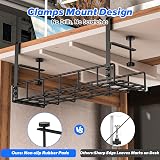 TriPro Under Desk Cable Management Tray No Drill Long Arm Clamp Fits Most Tables view 2