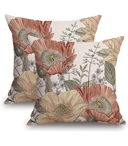 Amazon.com: TSSOHU Vintage Flowers Pillow Cover Rustic Cotton