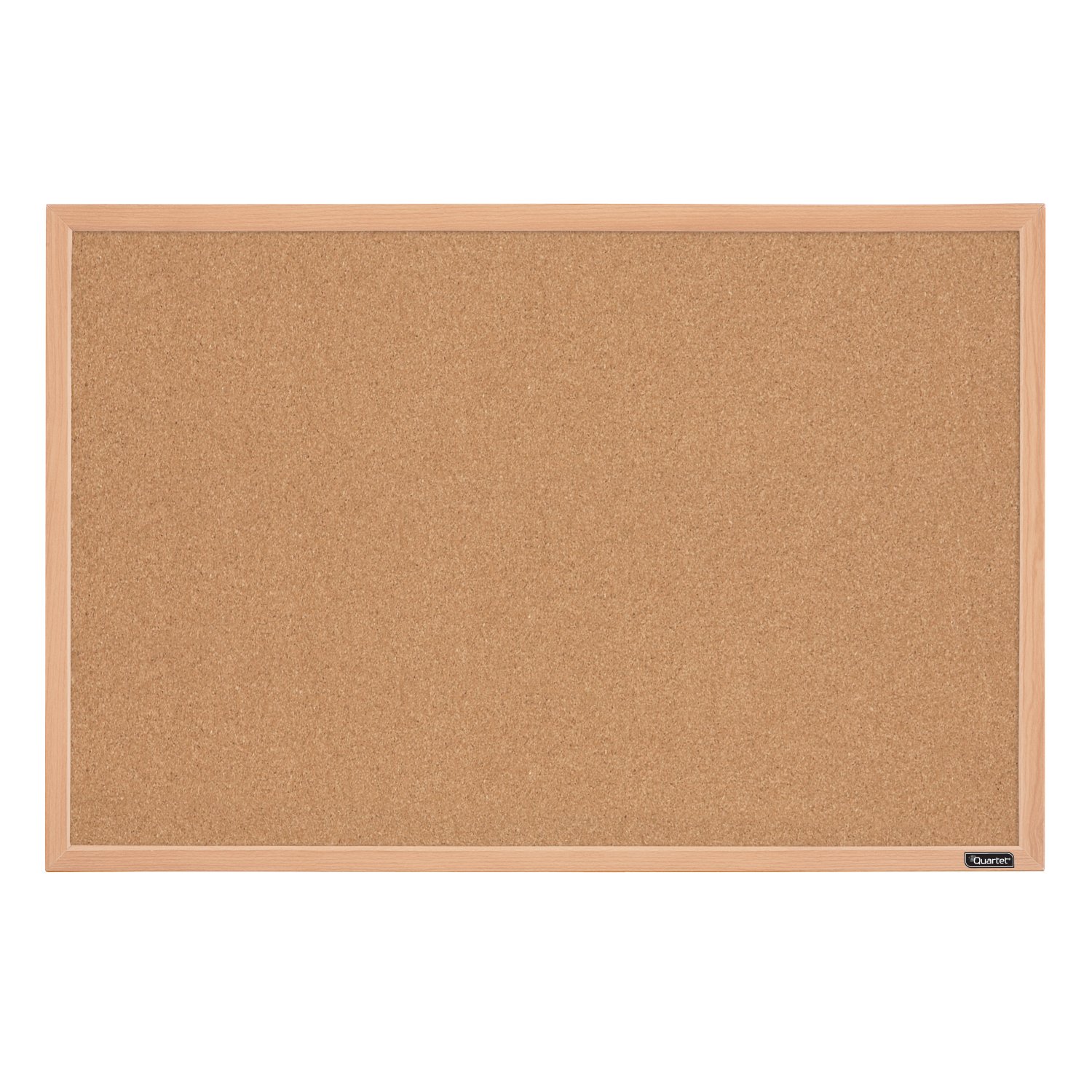 Quartet Corkboard, Framed Bulletin Board, 17" x 23" Cork Board, Oak Finish Frame (35-380342Q)