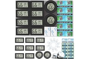 VAIKBY 10-Pack Mini Digital Thermometer Hygrometer, Indoor Room Round Temperature Humidity Meter Gauge monitor, Large LCD Display Fahrenheit or Celsius for Greenhouse, Home, reptile, Humidors, office, Garden