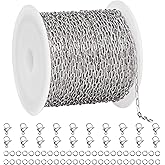 UMAOKANG 32.8 Feet Stainless Steel Paperclip Chain Bulk for Jewelry Making Small Craft Chain DIY Jewelry Supplies