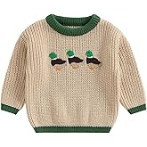 BULINGNA Toddler Baby Boy Girl Hunt Outfit Mallard Duck Knit Sweater Long Sleeve Knitted Sweatshirt Warm Fall Winter Clothes