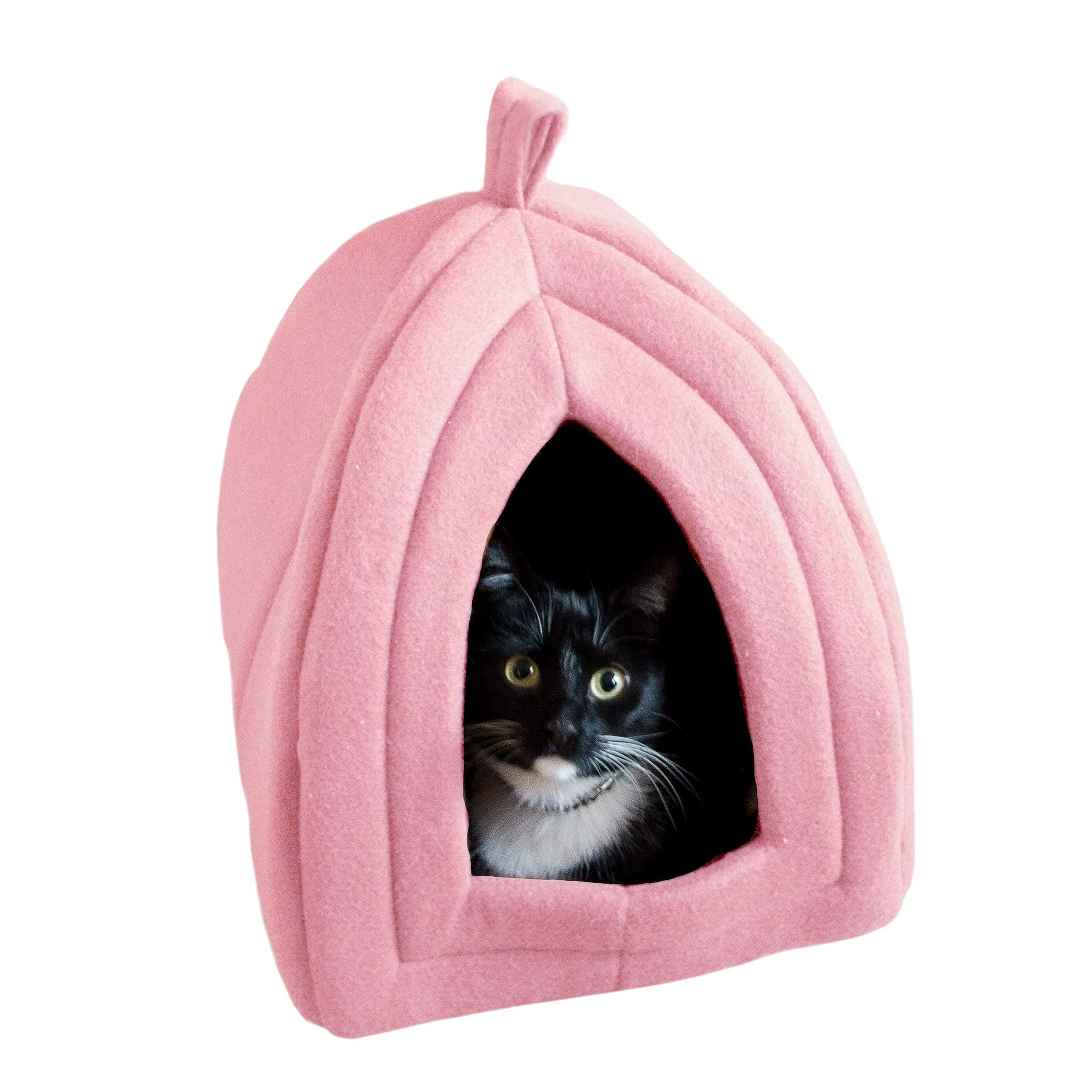 Photo 1 of Cat House - Indoor Bed with Removable Foam Cushion - Pet Tent for Puppies, Rabbits, Guinea Pigs, Hedgehogs, and Other Small Animals by PETMAKER (Pink)