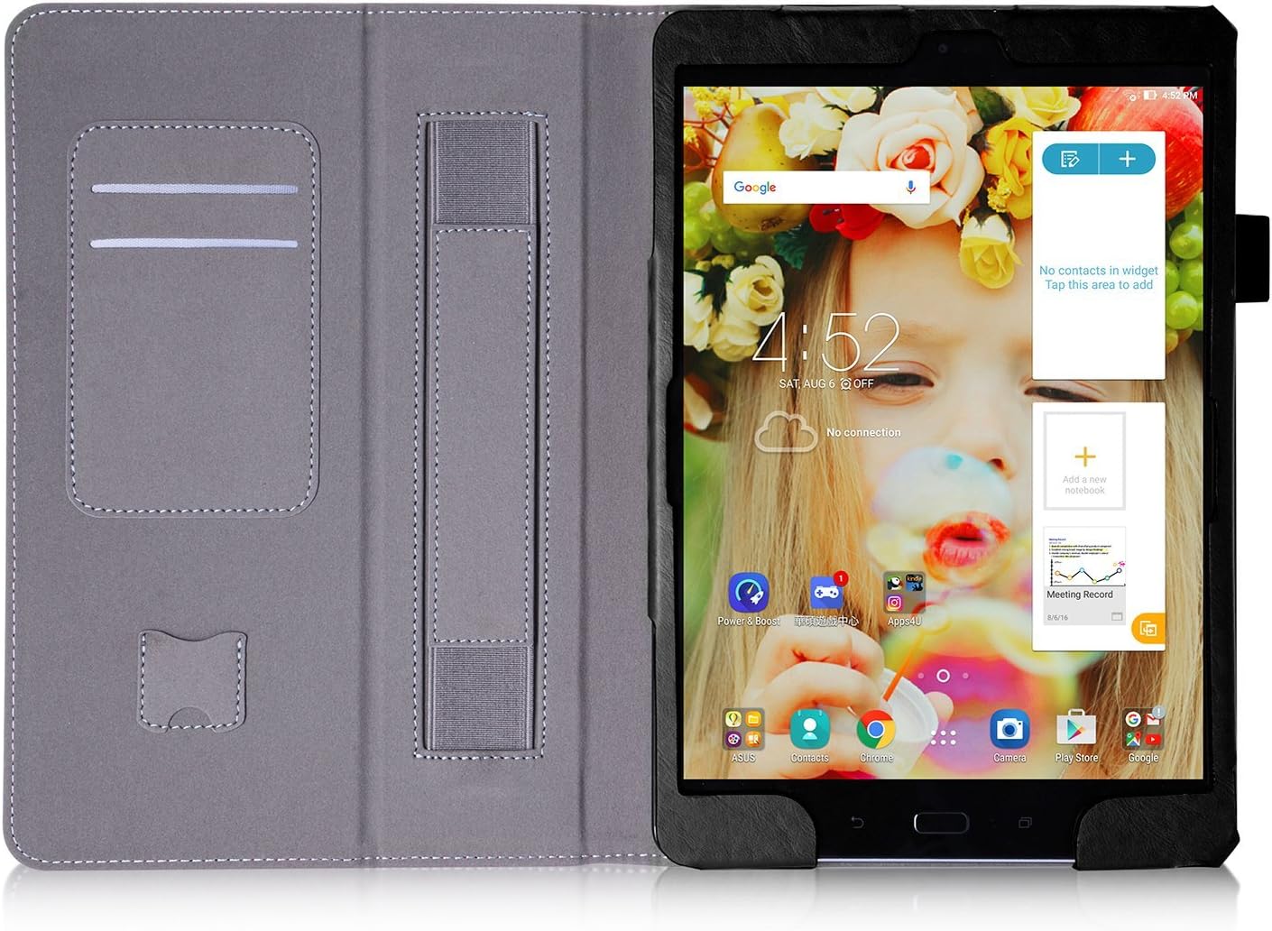 FORDREAMS Tablet Case Series Premium PU Leather Case All-Powerful Protective Stand Cover for ASUS Zenpad 3S 10 9.7 inch Z500M Tablet with Velcro Hand Strap and Card Slots (Black)