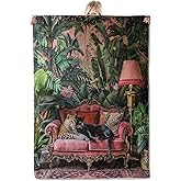 ICAAV Exotic Jungle Blanket 50×60 Inch,Leopard and Black Panther Flannel Throw with Luxurious Tropical Plant and Wild Cats on Pink Sofa,Stunning Safari Home Living Room Decor,Gifts for Adults