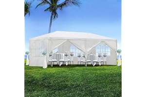ANEUHS Party Tent, Tents for Parties, Outdoor Gazebo Wedding Patio Camping Carport Canopy Shade Canopy Tent with Removable Sidewalls, Outside Event Tent for Garden, Backyard (10'x20' Six Sides)