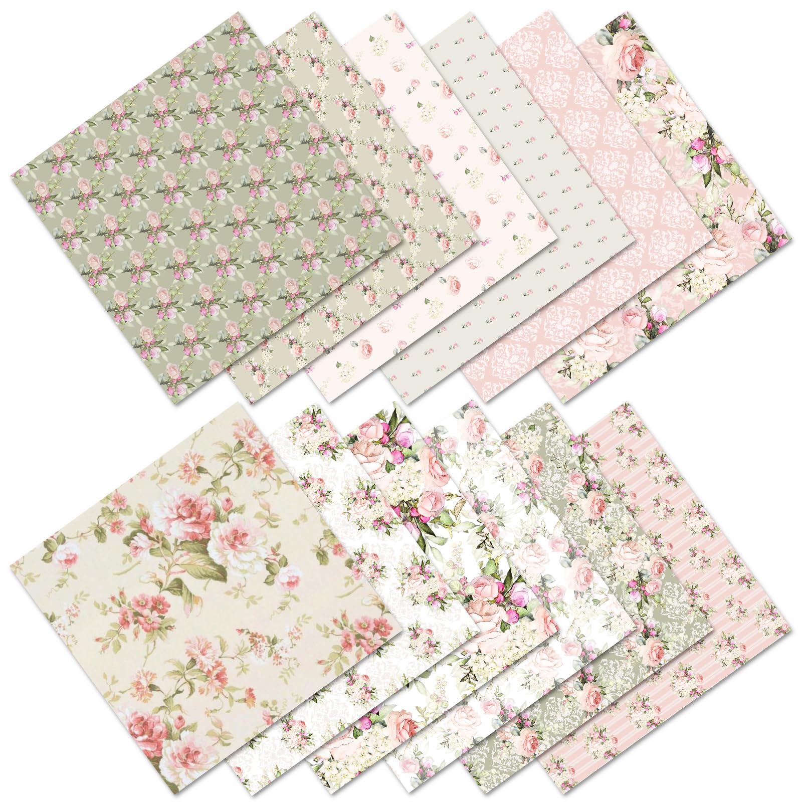 24 Sheets Floral Scrapbook, Paper Scrapbooking Supplies, Assorted Scrapbook Paper for Crafters Scrapbookers DIY Enthusiasts Card Makers Artists Journalers Teachers Students Kids (Flowers A)