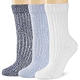 Sockswift Women's Rib Knit Crew Socks Cozy Warm for Boots Thick Winter Fuzzy Socks 3 Pairs
