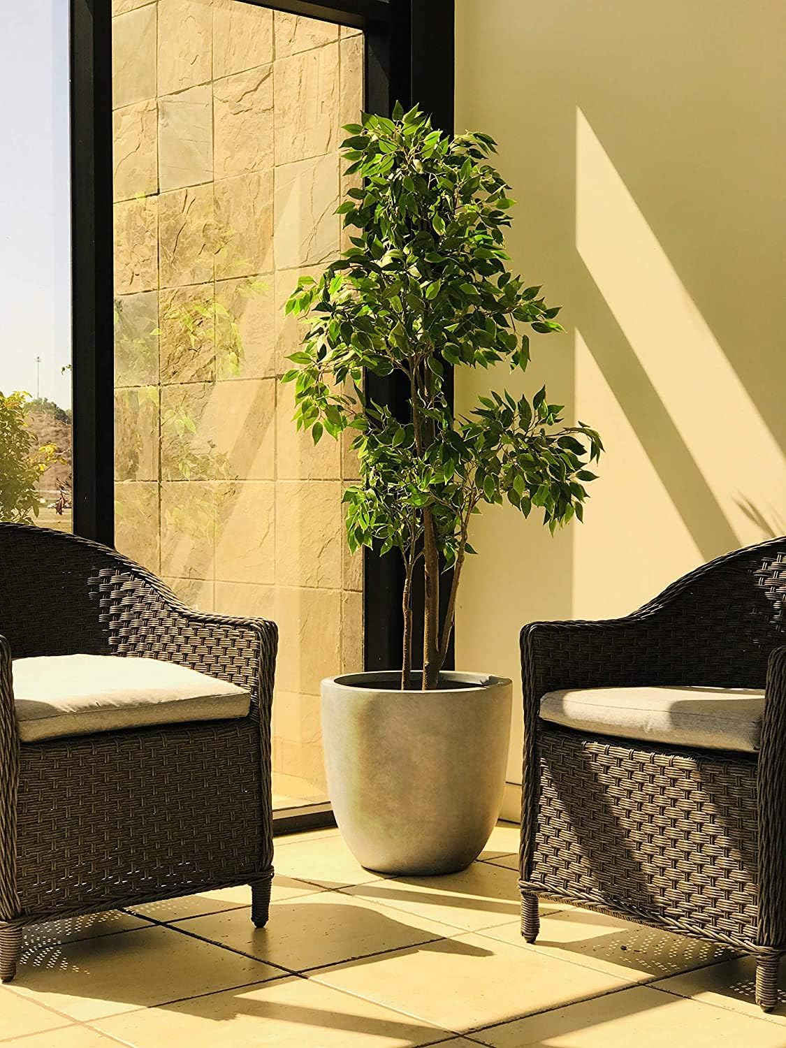 Kante RC0050C-C80021-2 Lightweight Durable Modern Round Outdoor Planter, Weathered Concrete : Garden & Outdoor