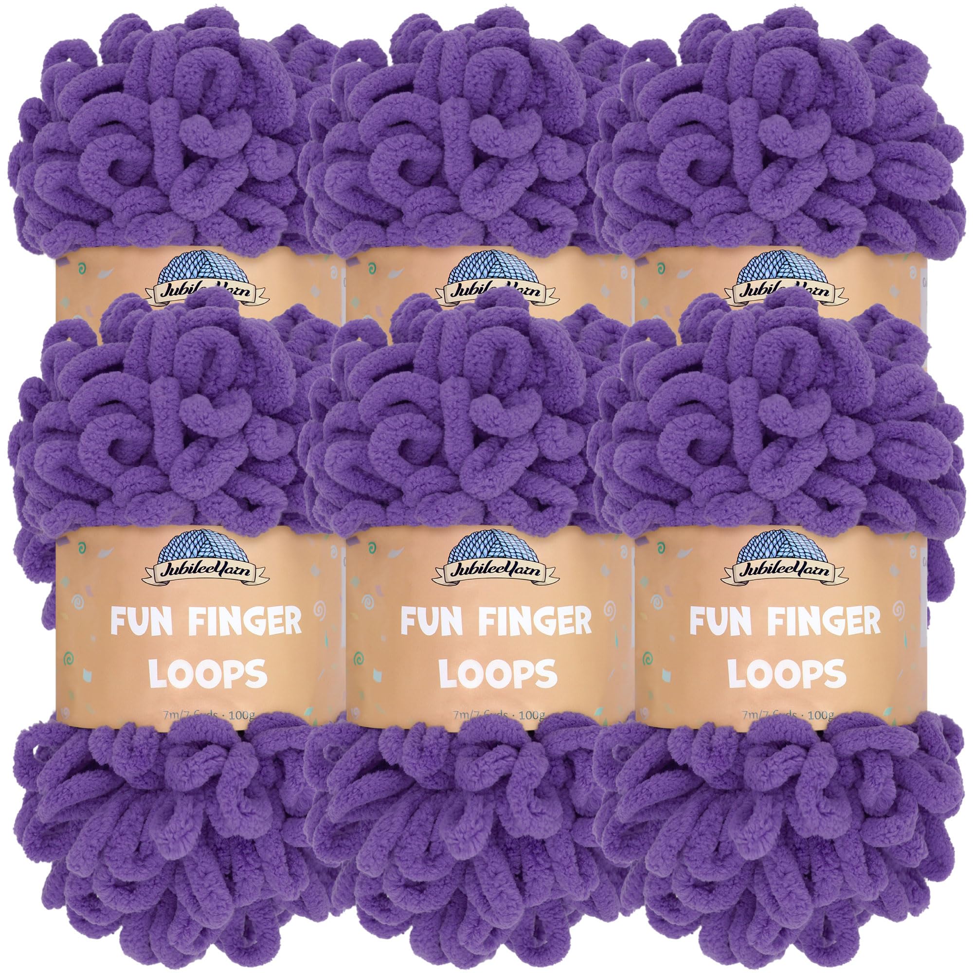JubileeYarn Fun Finger Loops Yarn - Polyester Jumbo Loop Yarn - 100g/Skein - Ultra Violet - 6 Skeins — image 1