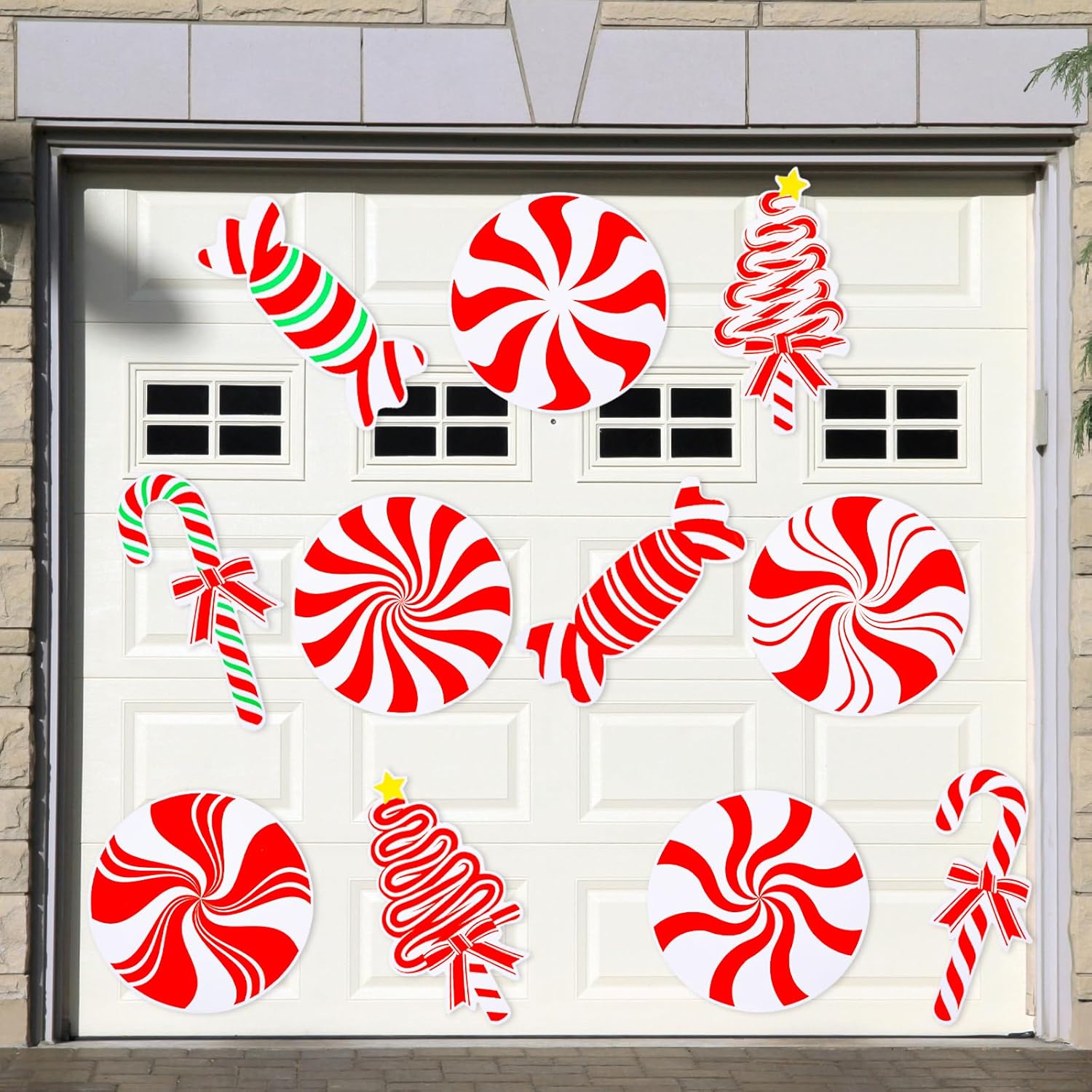 Garage Door Decorations - Copkim 11 Pcs Large Christmas Garage Door Magnets Decoration 11.8'' Candy Christmas Garage Door Decorations Magnetic Xmas Fridge Decal Lollipop Car Magnetic Stickers for Holiday Party Decor Supplies