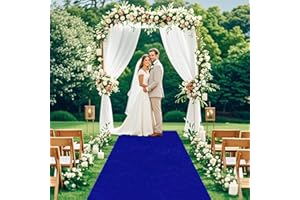 ROMANKAS Royal Blue Wedding Aisle Runner Outdoor 4x15 FT Velvet Aisle Runner Wedding Ceremony Aisle Decorations Unique Carpet Runner with 1 Pack Carpet Tapes Party Walkway Rugs for Prom Stage Wedding