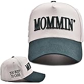IRXVESA Mommin Trucker Hat for Women and Men, Embroidered Mom Baseball Cap, Adjustable Canvas Snapback