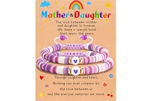 GLITTO Mothers Day Gifts for Mom Daughter, Mommy and Me/Mama and Mini Bracelets, Cute Matching Heart Colorful Bracelets Set Jewelry