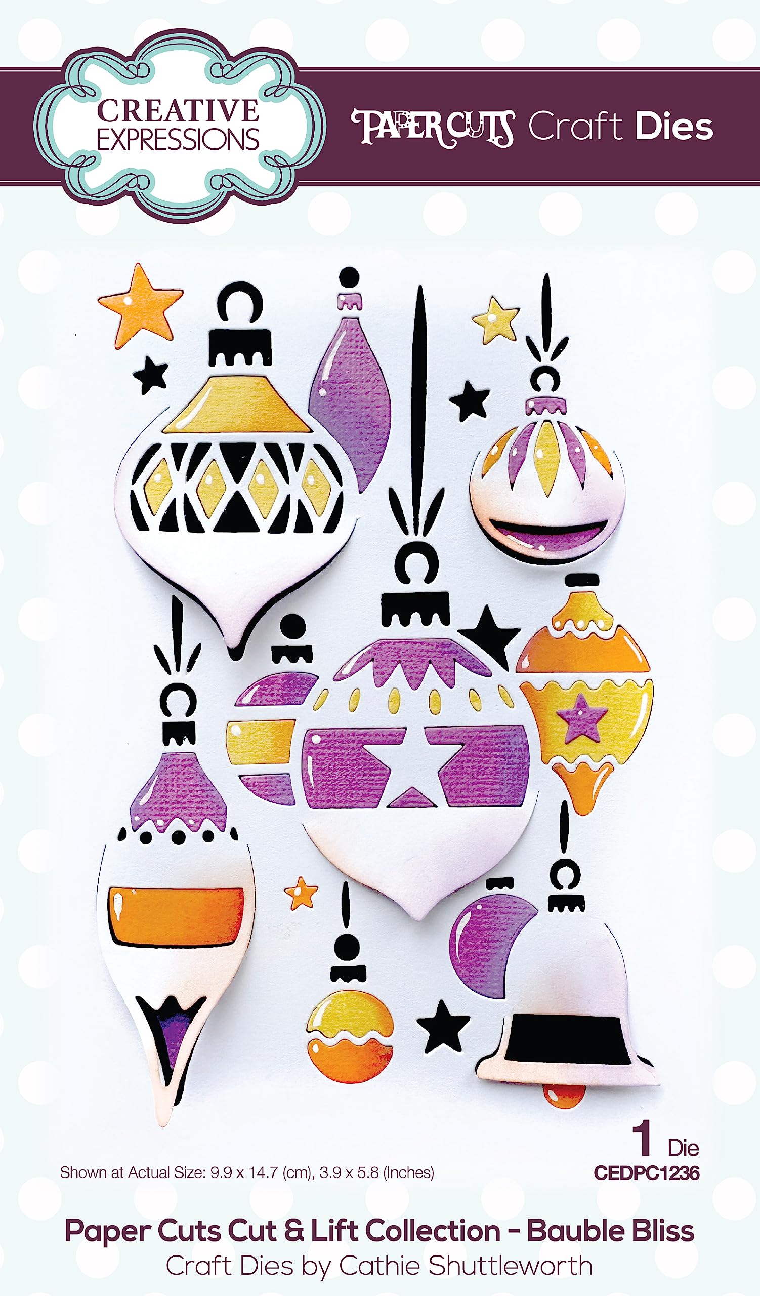 Creative Expressions Paper Cut & Lift Collection-Bauble Bliss Craft Die, Metal, 3.9 in x 5.8 in