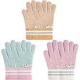 MIG4U Kids Winter Gloves 3 Pairs Warm Fuzzy Gloves, Soft Thermal Mittens for Cold Weather, Unisex Thick Cozy Gloves