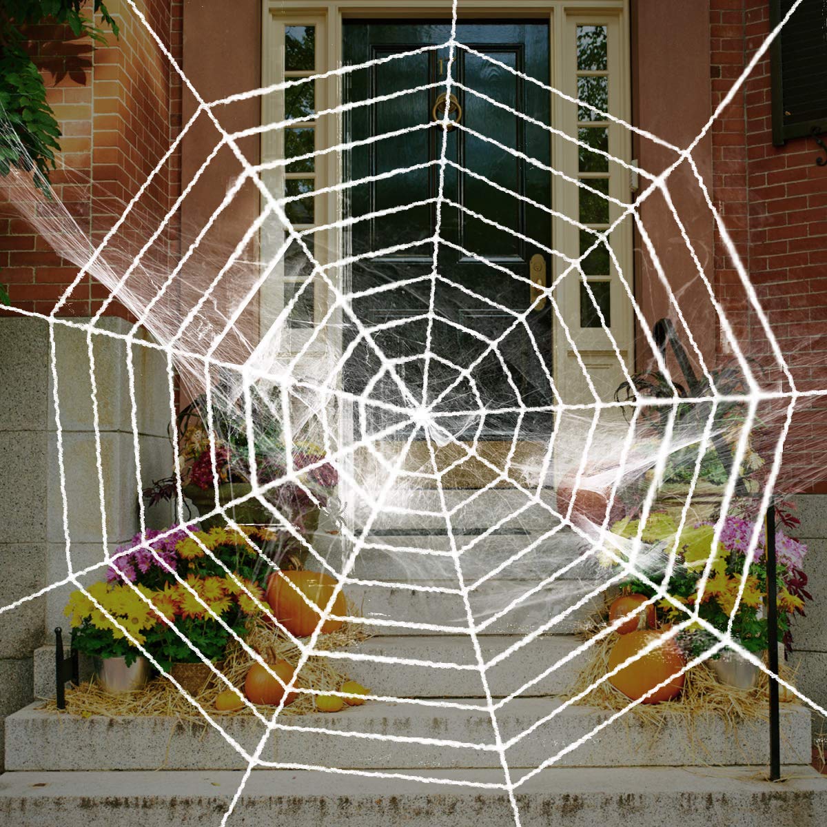 LETIN Halloween Decoration White Spider Web,9Feet Fake