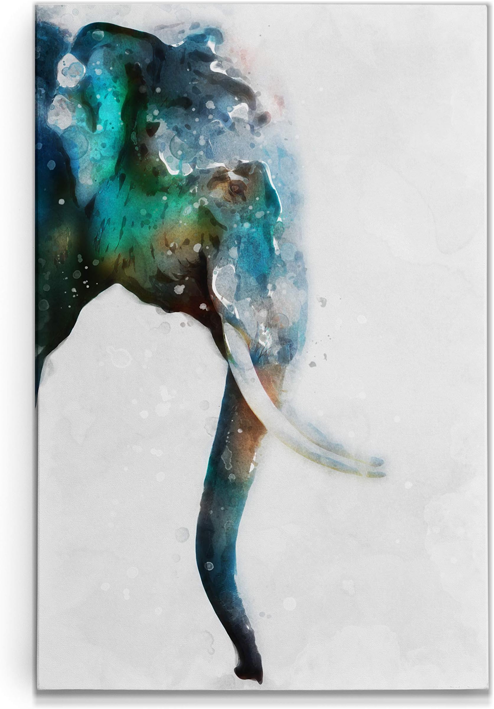 Renditions Gallery Watercolor Elephant Gallery Wrapped Canvas Wall Art, 18x27, Turquoise
