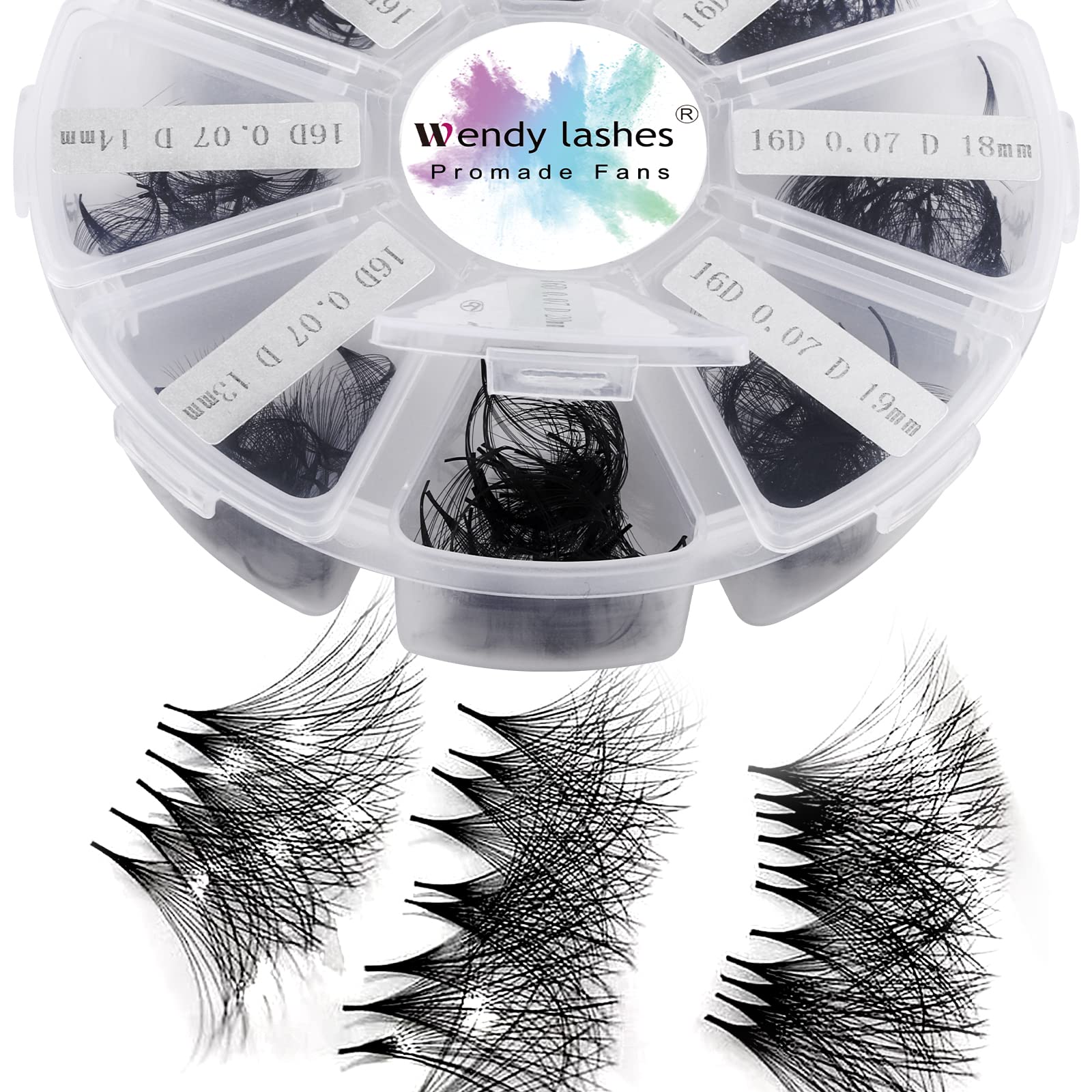 Pre Made Fan Eyelash Extensions 16D 0.07mm D Curl Mixed 13-20mm 500 Fans Premium Premade Fans Loose Volume Russian Lash Extensions Handmade Promade Loose Fans(500-16D-0.07-D-1320) — image 1