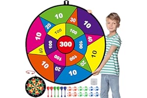 MINIFUN Large Dart Board for Kids, Kids Double-Sided Dart Board with Sticky Balls and Darts, Indoor/Outdoor Sport Fun Party Play Game Toys