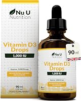 Nu U Nutrition Vitamin D Drops 90ml 3000 Drops 1000IU per Drop Unflavoured