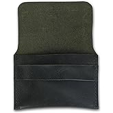 CestAntiQ, Distressed Leather Business Card Holder Slim Credit Card Wallet for Men and Women Vintage Brown Leather Compact Minimalist Card Organizer for Pocket or Purse Durable Card Case (Green)