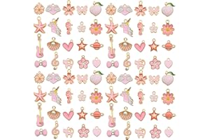 WOCRAFT 40pcs 20 pairs Assorted Enamel Bracelet Charms for Jewelry Making DIY Necklace Bracelet Earrings Keychain Crafting Charms Kit Crafts (Pink-SN991)