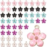 ZROSDSGY 50pcs gold plated cherry blossom charms for jewelry making - delicate flower charms