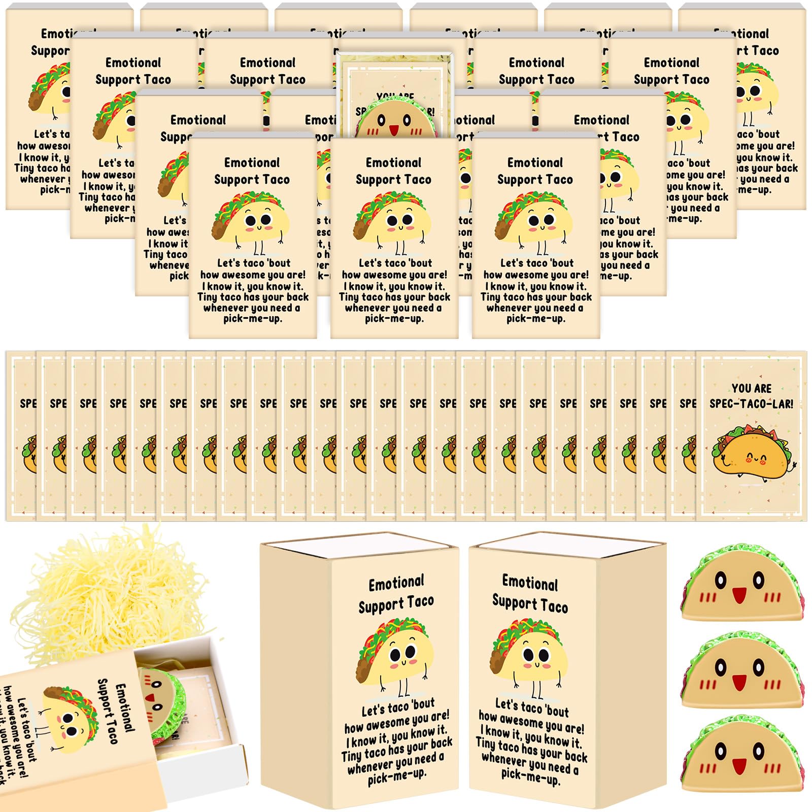 Photo 1 of **INCOMPLETE** Wonderjune Emotional Support Taco Employee Appreciation Gifts Bulk Resin Positive Taco Motivational Cards and Gift Boxes Inspirational Gifts for Office Coworkers Staff Nurse Work Friends