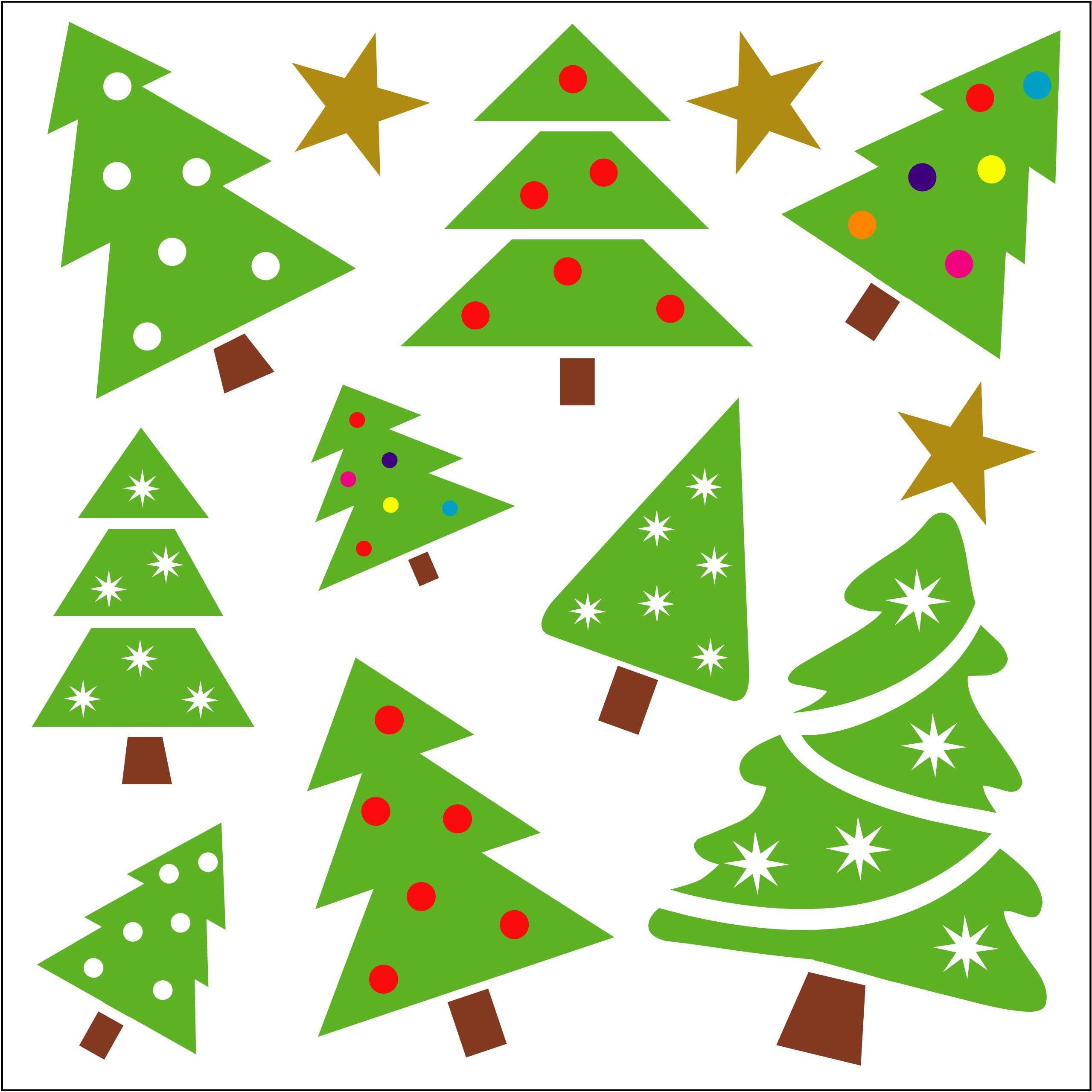 Christmas Gel Art Christmas Trees Window Decorations - Medium sized pack of 3D Printed Gels that stick to windows & mirrors etc