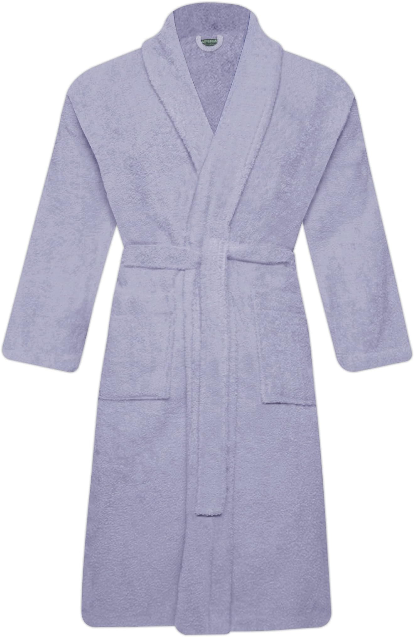 QCS MEN & WOMEN 100% COTTON TERRY TOWELLING SHAWL COLLAR BATHROBE DRESSING GOWN ONE SIZE (Silver)