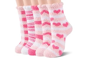 Comfoex Kids Fuzzy Socks Girls Slipper Soft Fluffy Cozy Cabin Warm Winter Home Socks 5 Pairs for Age 4-14
