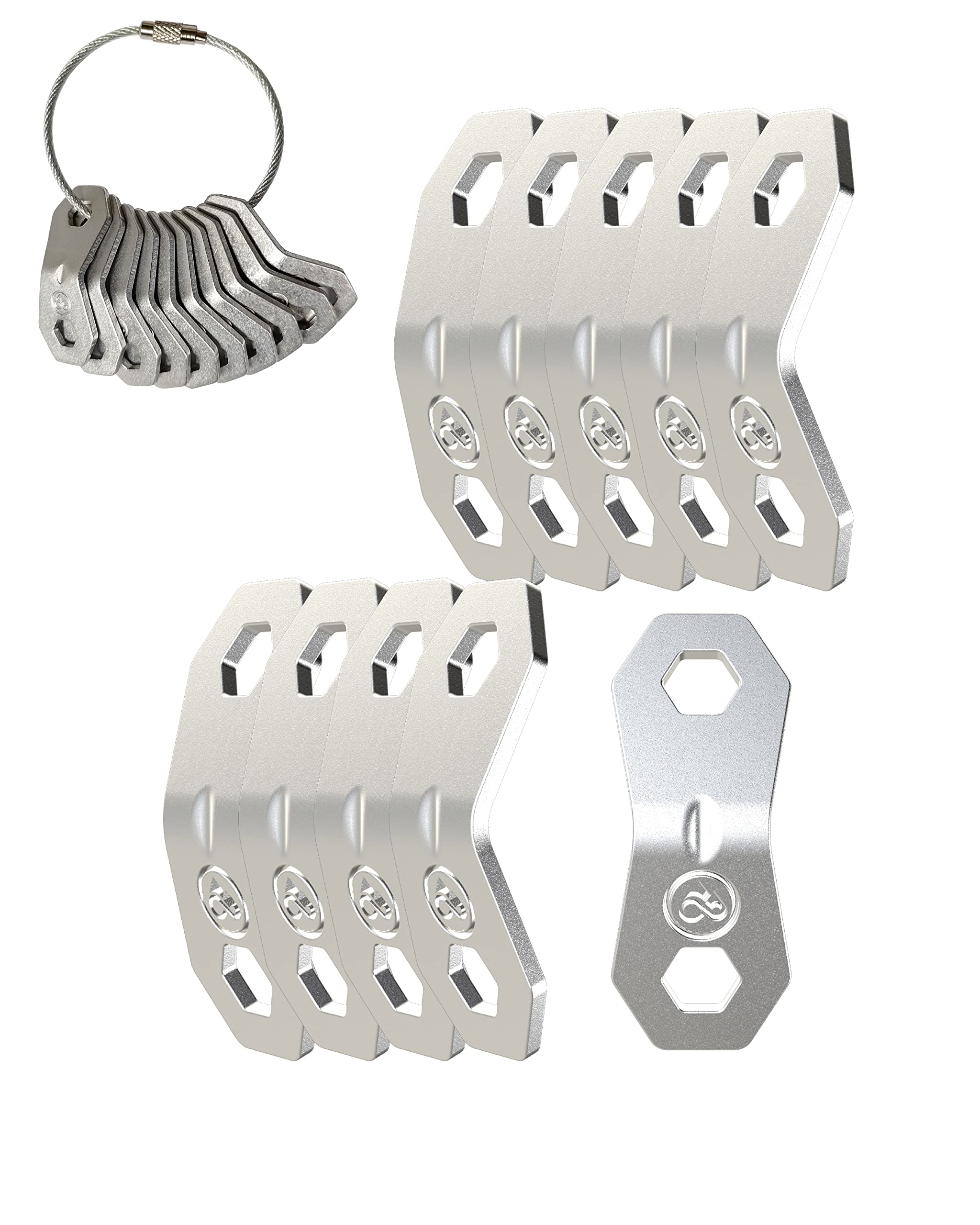 NACETURE Aluminum Alloy Rope Tensioner Camping Tent Guyline Cord Adjuster Camping of Gear for Camping, Hiking, Backpacking Ultralight Tent Stakes Guy Lines Tensioner Tent Cord (Sliver 10 Pack)