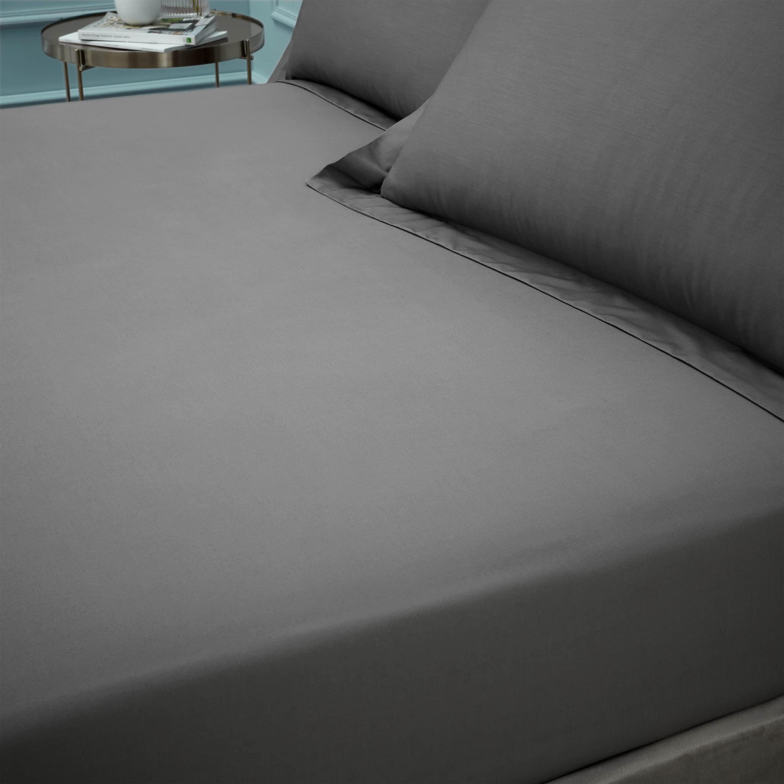 Bianca Fine Linens Bedroom 180 Thread Count Egyptian Cotton Super King Fitted Sheet 34cm Depth Charcoal Grey