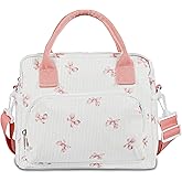 Lunch Bag for Women Insulated Lunch Box Cute Corduroy Lunch Tote Bags Reusable Large Capacity Cooler Bag with Adjustable Shoulder Strap for Travel Work Picnic