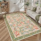 OJIA Washable Area Rugs 5x7, Soft Green Rug for Living Room Bedroom Nursery Rug Floral Animal Print Kids Playroom Carpet Ultra-Thin Boho Throw Large Carpet for Dining Room Classroom