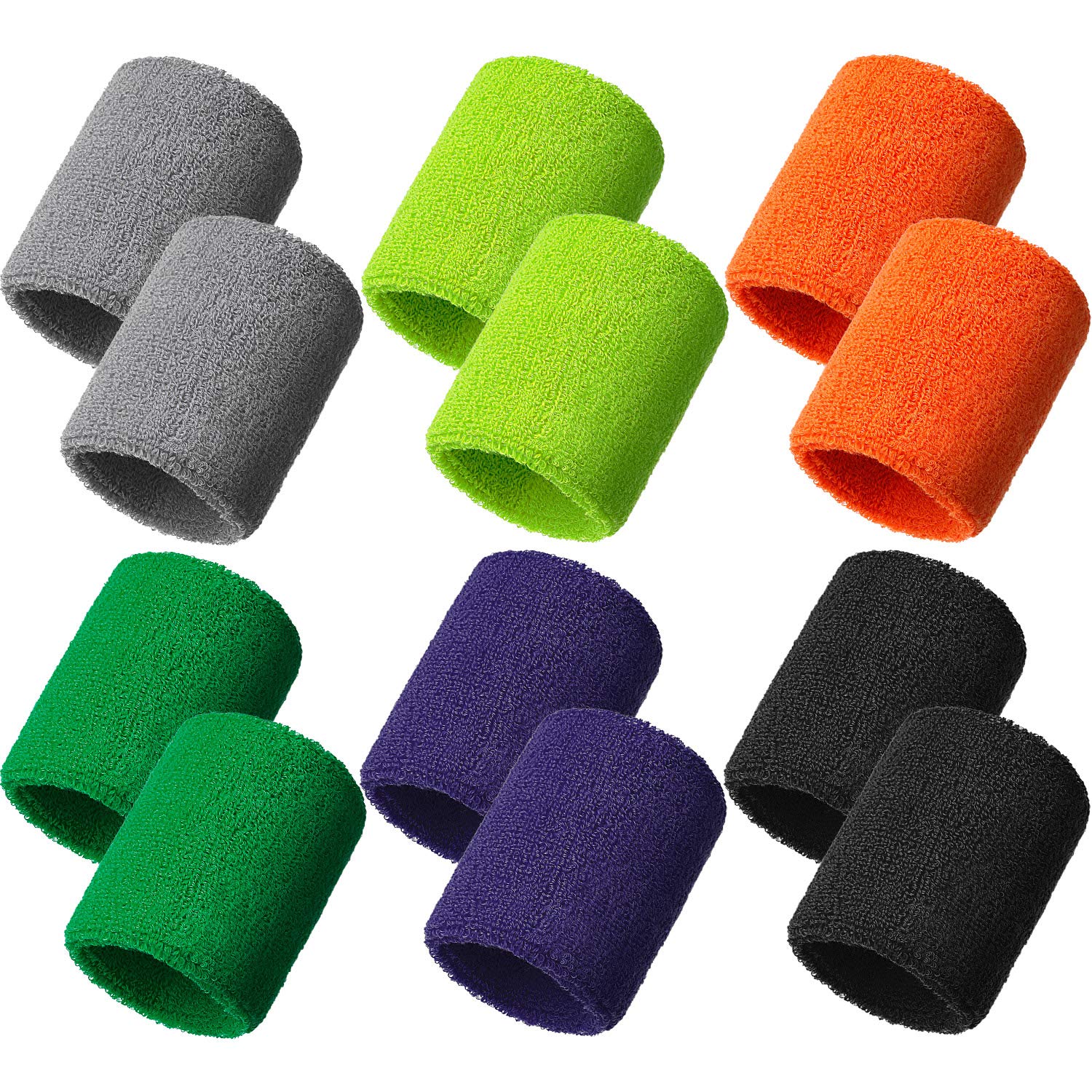 Bememo 12 Pcs Neon Sweatbands Paris Sports Competitions Wristband Sweat Wrist Band for Men Women, for Tennis, Basketball, Running