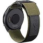 ANCOOL for Garmin Vivoactive 5/3/Forerunner 55/165/245 Watch Bands, 20mm Nylon Watch Band for Venu Sq/Venu 2 Plus/Sq 2 Bands for Galaxy Watch 7/6/5/4/FE 40mm 44mm, Black/Green