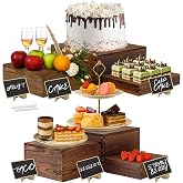 Verssure 6-Pack Wood Risers Display Stands, Multi-Height Food Risers for Buffet Table, Rustic Wooden Cake &amp; Cupcake Stands for Party, Birthday, Wedding, Halloween Decor