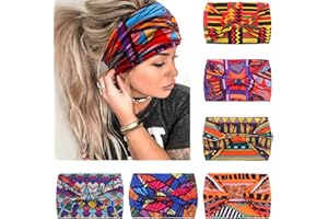 IVARYSS Wide Headbands for Women, Knotted Head Wraps Turbans, Large African Style Head Bands Hair Accessories, 6 Pack (African)
