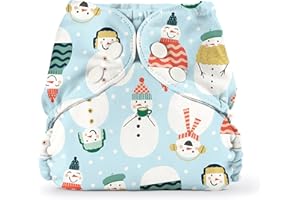 Esembly Cloth Diaper Outer, Waterproof Cloth Diaper Cover, Swim Diaper, Leak-Proof and Breathable Layer, Reusable with Snap Closure – Limited Edition Holiday Print, Snow Friends, Size 2 (18-35lbs)